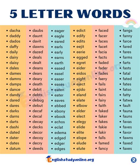 5 letter words ending in us.